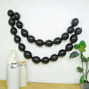 100 Pcs Biodegradable Link Balloons 10" Matte Pastel Black, Latex Quick Linking Balloons for Balloon Chains, Garland, Arch, Backdrop & Wall Decor