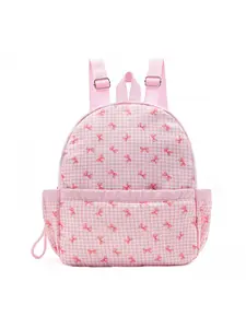 Cute bow stripe print backpack, lightweight casual women's backpack, cute and beautiful mini backpack suitable for travel