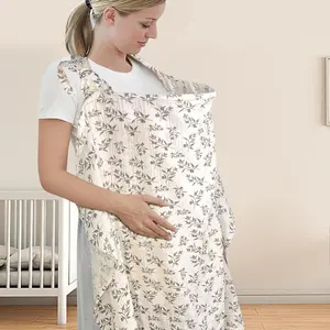 Nursing Cover for Mom Breastfeeding, Baby Privacy Nursing Covers Up Breathable Cotton with Ajustable Hoop for Mother (White)