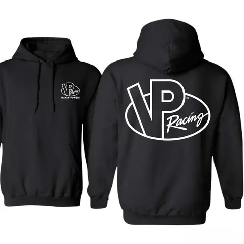 Men's Cotton Fabric Crew Neck VP Racing Pullover Hoodie - Bold Cute Retro Logo Print, Power & Performance Racing Streetwear, Easy-Wear Graphic Hoodie for Car Enthusiasts