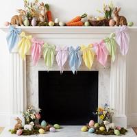 1 PC Satin Ribbon Plaid Pastel Bow Garland Banner