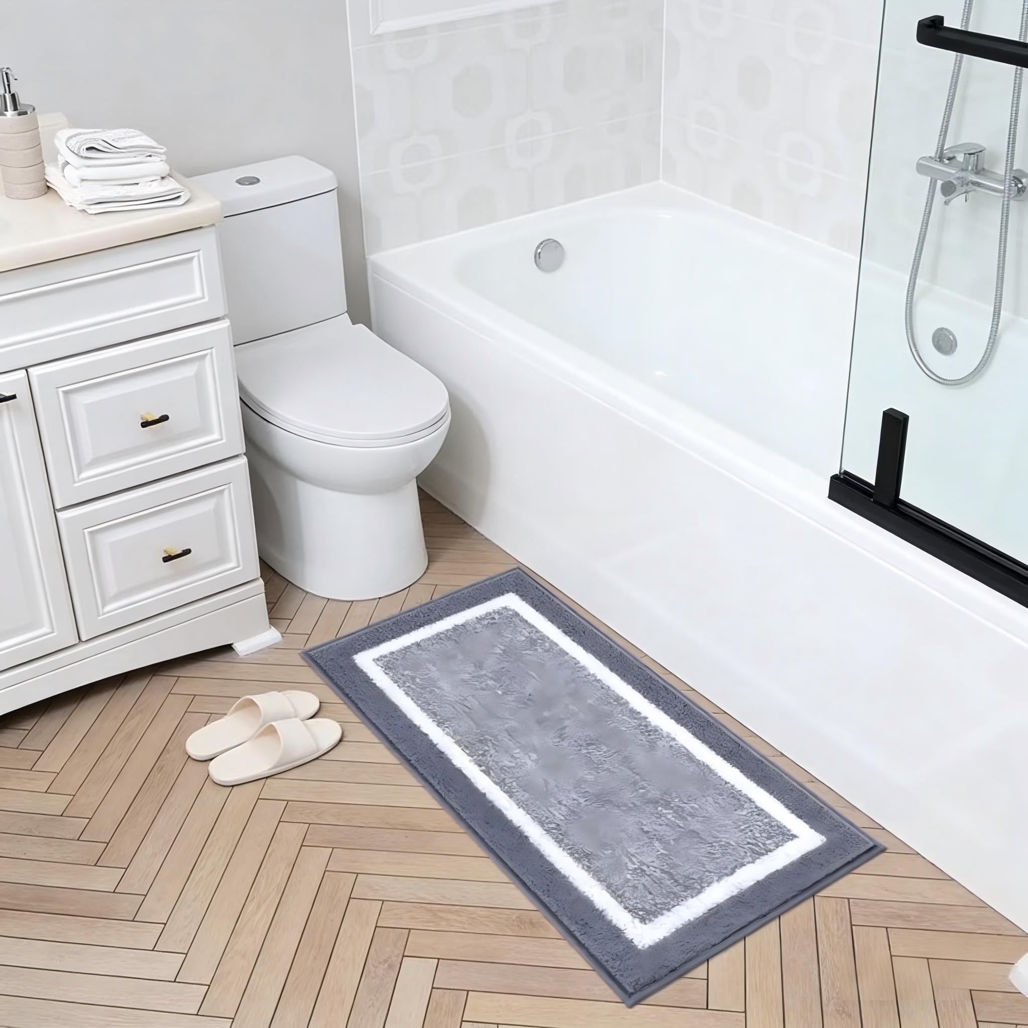 3pcs 15.75X23.62“, 19.96X23.62”, And 15.75X47.24“ Bathroom Rug Non Slip Absorbent Bath Mats for Bathroom Sets Washable Microfiber Bathroom Rugs and Mats Shaggy Bath Rugs and U-Shaped Toilet Mat for Bath