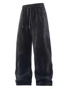 Black Long Comfy Chic Flowy Knit Soft Motion Pants Athletics White Breathable Workout Pants Drawstring Sweatpants