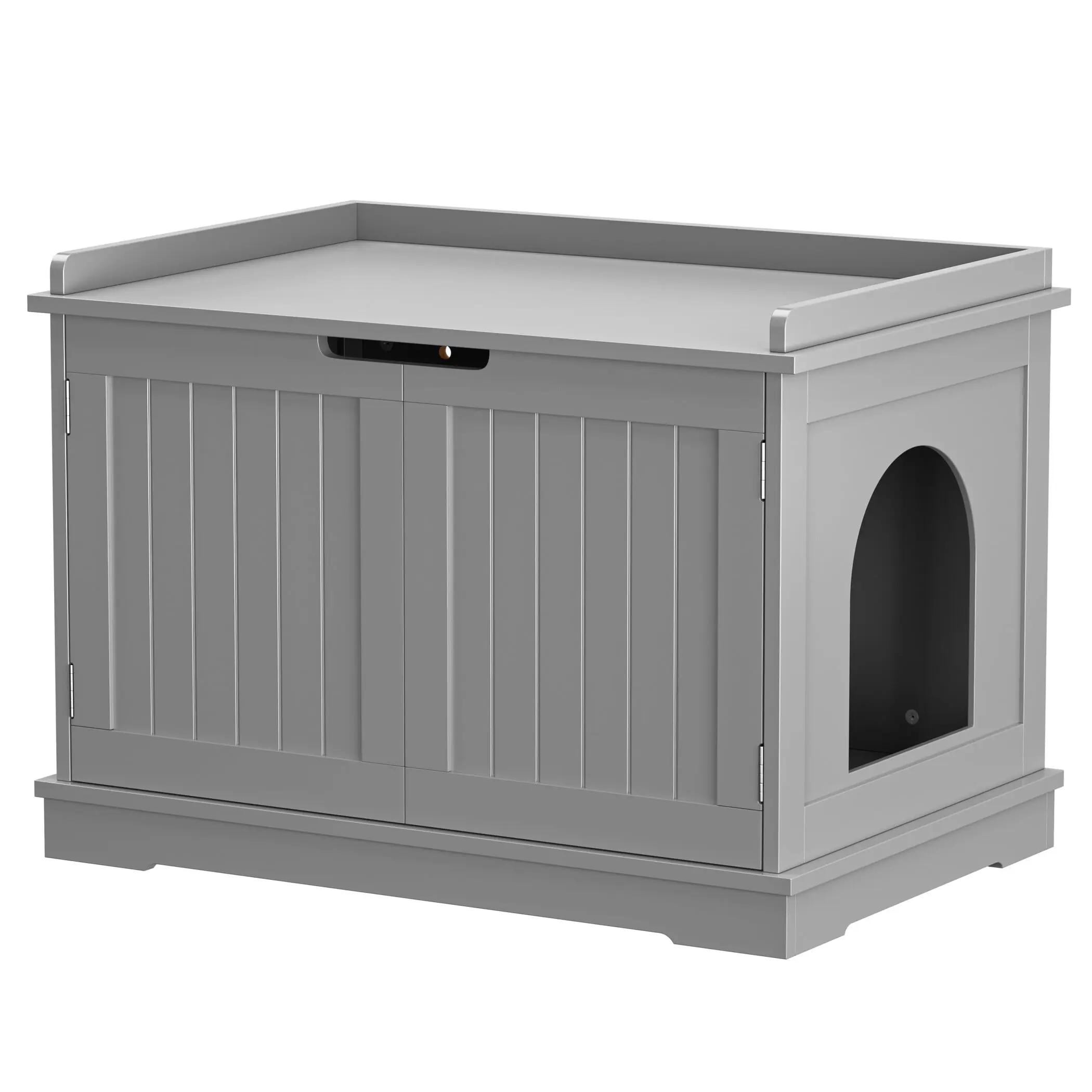Segawe Litter Box Enclosure - Covered Litterbox, MDF Frame Cat House with Double-Door Hidden Storage Cabinet, 29.8 x 20 x 20.5 Inches, Supports 22lb/39lb/44lb Cats, Gray