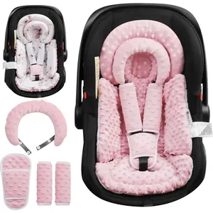 Infant Car Seat Insert with Removable Cushion for Baby Preemie Newborn Infant, Reversible carseat Insert Head Body Support Fits for Stroller, Baby Swing, Rocker, Bouncer, Bassinet - Pink