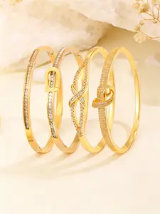 4 fashionable retro stainless steel waist bracelets, versatile gold bracelets, durable gold jewelry suitable for men and women's daily wear, holiday gifts for family and friends, Stackable Bracelets