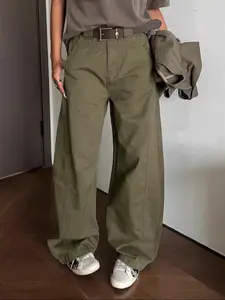 Women's Cargo Pants, Multi-Pocket Design, Loose-Fit Casual Long Pants, Suitable for All Seasons, Includes Belt