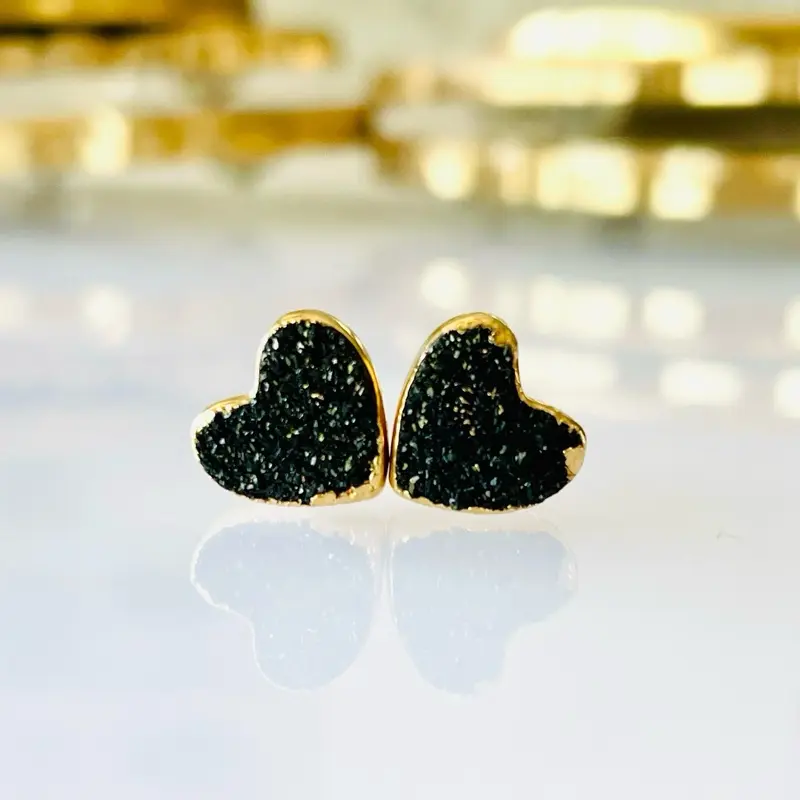 Druzy Heart Earring