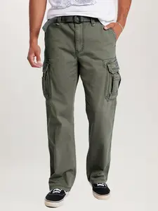 Survivor Cargo Pants for Men Relaxed Pants – Cotton Twill Vintage Wash Utility Workwear Trousers with Belt, Multi-Pocket Everyday Streetwear Pants