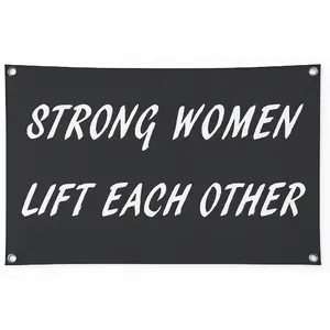Woman Power - Motivational Banner - Strong Women Lift Each other - 48 x 21 In Wall Decor - Durable 13oz UV Printed Vinyl with 4 Corner Grommets - Women Fitness Gym Office Garage Workout Poster Style Banner - Bold Sturdy Indoor Outdoor Sign Hanging Banner