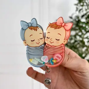 Swaddle Baby Shaker Badge Reel: NICU, L&D Nurse Badge Holder