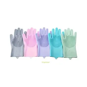 Durable Silicone Pet Bathing Gloves, Anti-Scratch Bite-Proof Grooming Mitt, Gentle Cleaning Massage Gloves for Dog and Cat Shower, Bathing and Fur Care