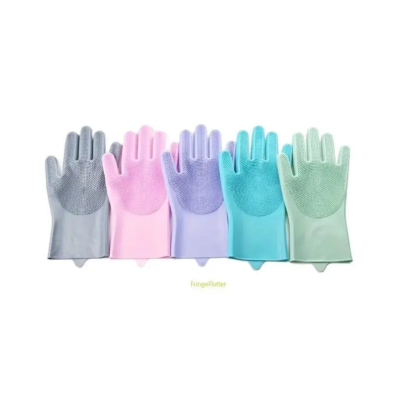Durable Silicone Pet Bathing Gloves, Anti-Scratch Bite-Proof Grooming Mitt, Gentle Cleaning Massage Gloves for Dog and Cat Shower, Bathing and Fur Care