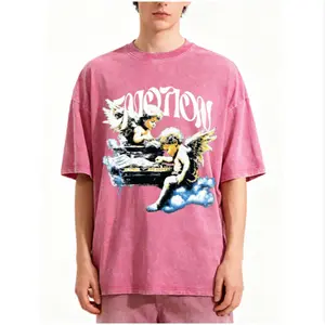 MIXED EMOTION Men's Angel Graphic T-Shirt Summer Streetwear Round Neck Short Sleeve Oversized Tee