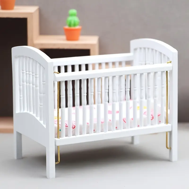 1:12 White Mini Bed Miniature Furniture Fine Craftsmanship for Bedroom Miniature Decor Adds Warmth Christmas Easter New Year Gift