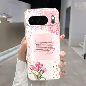 Pink Love Symphony Pattern Rounded Edge Phone Case for Google Pixel 10 9 8 7 Pro A XL Shockproof Non Slip Military-Grade Protection Liquid Silicone Cover Smartphone Casing