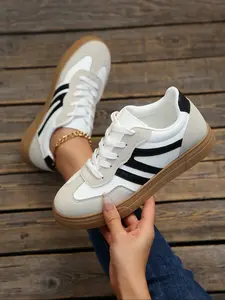Autumn New Korean Style Casual Shoes, Soft Sole Comfortable Low Top Sneakers, PU Upper Material, All Seasons Wear, Unique Design, Sports Shoes