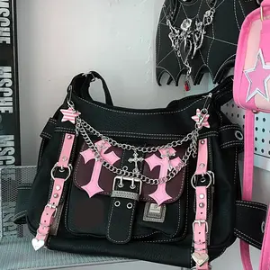 Cute Hel-lo K!tty  G*thic Punk Vintage Pink Bags For Women