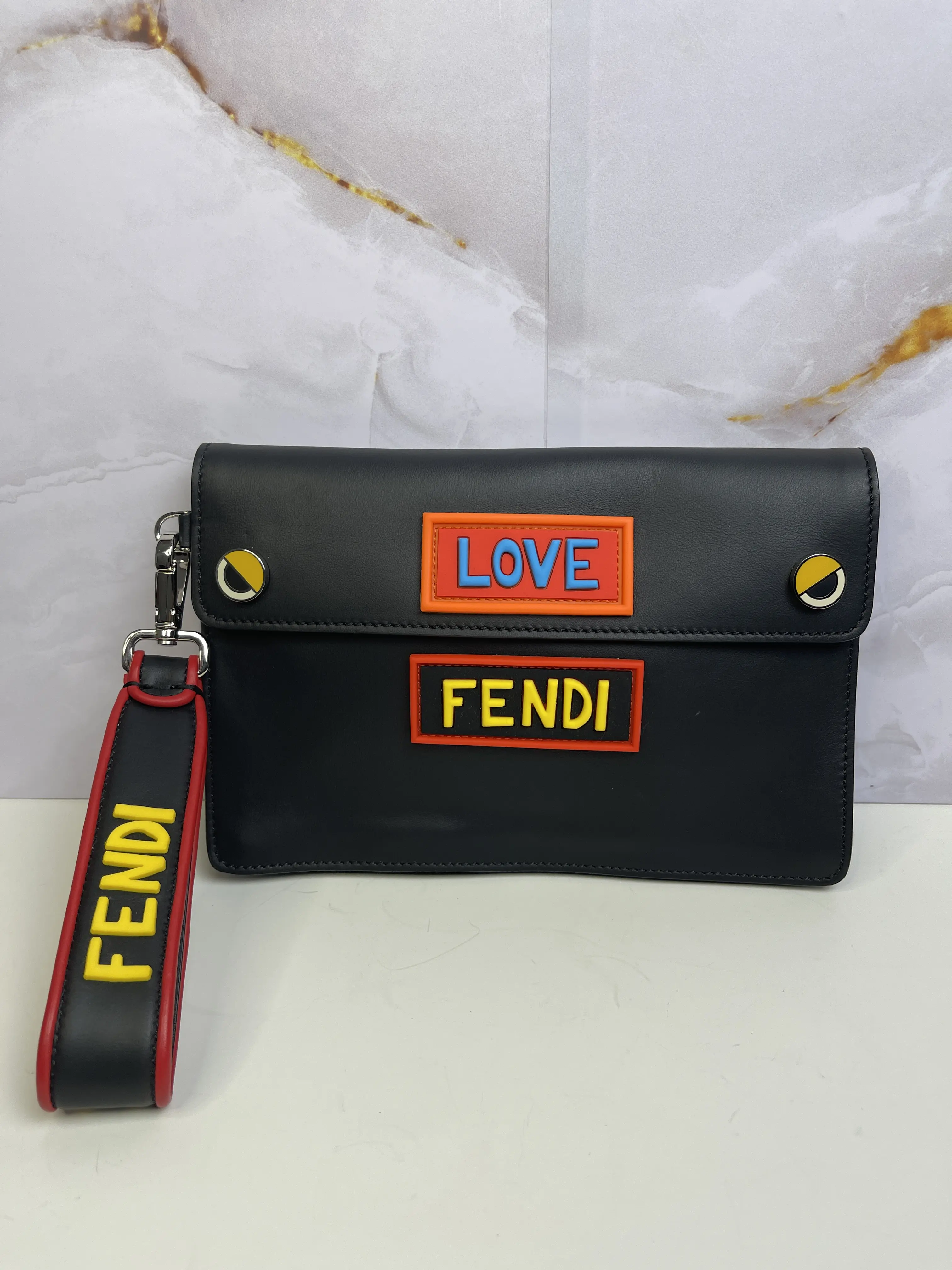 Pre-owned FENDI Leather Clutches & Wristlets Vocabulary Clutch Bag