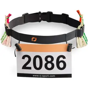 Race Number Belt - Triathlon Race Belt Bib Holder with 6 Energy Gel Loops for Triathalon, Marathon, Running and Cycling