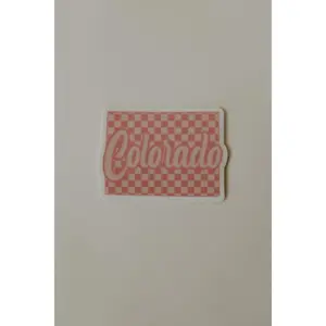 Colorado Pink Checker Sticker - Vinyl Decorative Sticker for Home Decor