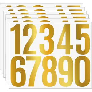 60 count 3 Inch  Vinyl Number Stickers -  Adhesive Numbers 0-9 for Mailbox, DIY Crafts, Address Labels, Door Signs, Event Decor, Party Supplies(Golden)