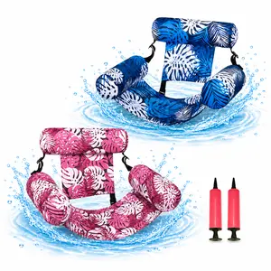 2-Pack Inflatable Pool Floating Chairs for Adults, Pool Hammock Lounger with Backrest & Cooling Mesh, Portable Summer Float for Pool Beach Lake Party Fun