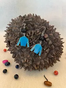 Turquoise Tagua Nut Jockey Silk Derby Earrings