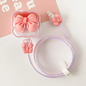 Cute Heart Design Phone Charger Protective Case, Decorative Data Cable Protector Cover, Protective Case Compatible with iPhone Charger, Phone Accessory