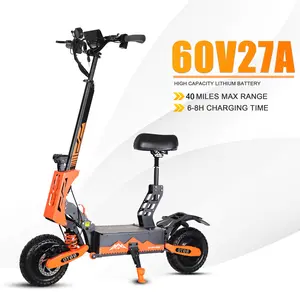 5600W Dual Motor GT08 Adult Electric Scooter, Up to 50 MPH & 40 Miles, 60V 27Ah High-Capacity Battery, Maximum Load Capacity of 440 lbs, Adjustable Handlebars，11-inch Off-Road Tires, Dual Brake System and Suspension, Sport Folding eScooter with Seat