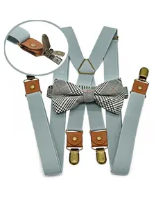 Two-Piece British Style Adult Harness Set, Unisex Business Casual Suspender Belt, Elastic Shirt Pants Accessory, Versatile Clothing Set, Bow Decor Tie