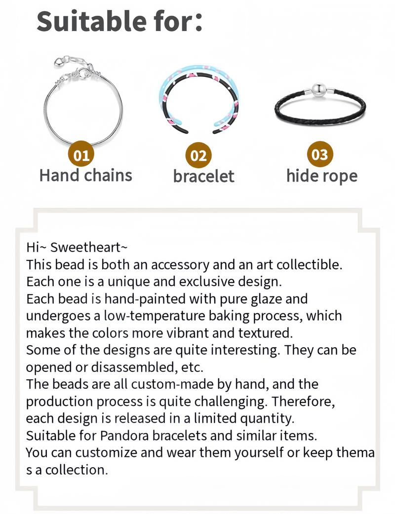 [ZZU]Hand-Painted Enamel Beads & Charms for DIY Bracelets, Necklaces & Pendants – Fits Pandora Bracelets, Handmade Beads for Jewelry Making, Beads & Charms Supplies, Personalized Gift for Her