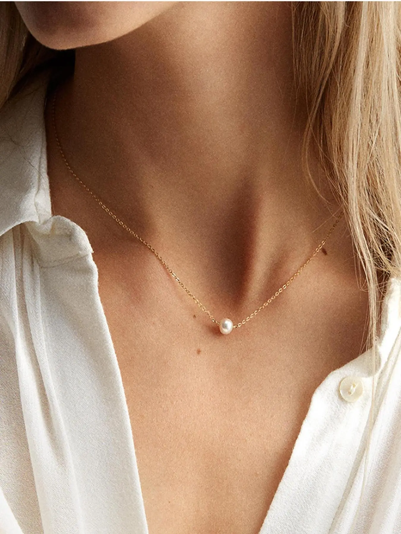 Elegant Solid Faux Pearl  Decor Charm Necklace for Women for Gift, Dainty Pearl Necklace, Trendy Matching Clavicle Chain Necklace, Classic Fashion Women Accessories, Accessory Necklace, Vintage Jewelry for Daily Wear