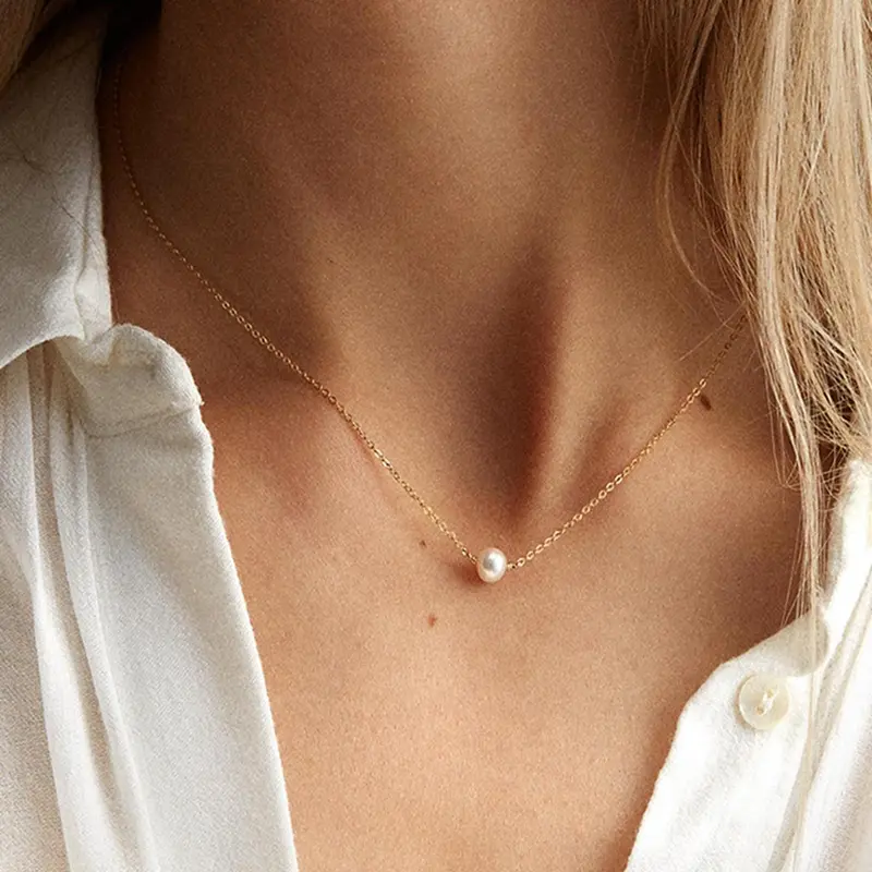 Elegant Solid Faux Pearl Decor Charm Necklace for Women for Gift, Dainty Pearl Necklace, Trendy Matching Clavicle Chain Necklace, Classic Fashion Women Accessories, Accessory Necklace, Vintage Jewelry for Daily Wear