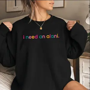 I Need An Alani Colorful Letter Print Graphic Sweatshirt for Women Men Energy Drink Lover Aesthetic Wellness Girlie Crewneck Pullover Soft Fleece Long Sleeve Streetwear Top Casual Fabric shop store in tiktok