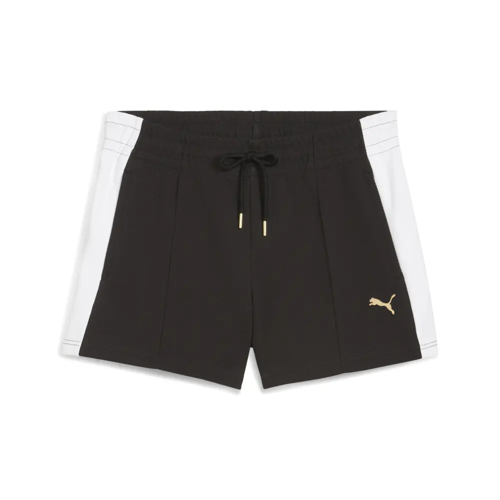 PUMA Womens T7 Pintuck 4 Inch Shorts Casual Bottoms Casual - Black