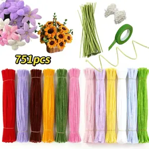751pcs Pipe Cleaners Craft Supplies 12colors Multi-Color Chenille Stems 12inch for Art Projects DIY Decorations Pipe Cleaner Craft Pack beginner ,sunflower pipe cleaners,pipe cleaner bouquet flower kit