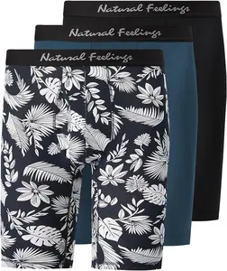 Natural Feelings Mens Underwear Modal Boxer Briefs 9 Inch Long Leg Boxer Briefs for Men Pack