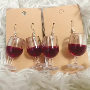 Red wine glass cup hook earrings Red wine glass cup hook earrings