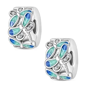 925 Sterling Silver Bead Spacers Clip Lock Stopper Charm For Bracelet DIY