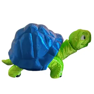 3D Printed Articulating Collapsible Tortoise With Tail Plastic Shelf Decoration Ornament