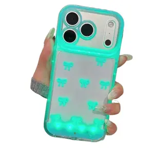 LED Bowknot Phone Case, Compatible with iPhone 11/12/13/14/15/16/17 Pro/Pro Max/Plus, Stylish Protective Cove, Unique Design for Daily Use