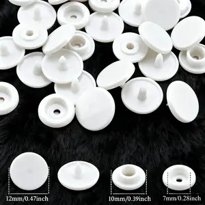 100 sets of T5 round plastic snaps, white fasteners, suitable for children's clothing, clips, DIY clothing and bags, sewing accessories