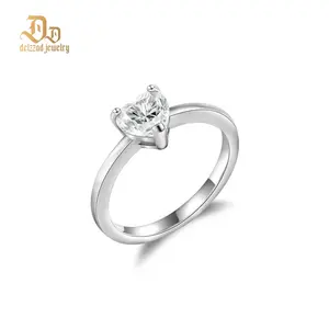 Delzzad 18K Gold-Plated 1ct Heart Ring Band Synthetic Moissanite S925 Solitaire Love Women Ring Perfect for Any Occasion & Everyday Wear Birthday Anniversary Valentine's Day Christmas Gift for Men Women