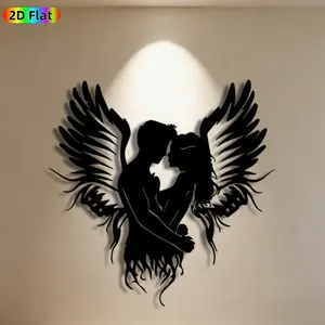 1pc Angel Couple Metal Wall Art, Romantic Angel Couple Statue Mural, Ideal Gift for Valentine's Day, Wedding Anniversary, Love & Romance Enthusiasts,  Metal Wall Decor , Perfect for Bedroom Wall & Garden Fence, Heartwarming Romantic Home Decor