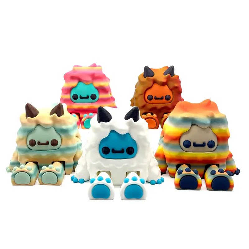 GIANT Flurryfoot, Bigfoot, Kittyfoot & Gillifoot – Oversized Articulated 3D Printed Cryptid Figures | Cute Shelf Decor