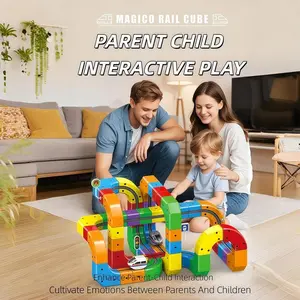 (81PCS)Component Set Toy Car Track Builder Play Set, Colorful Electric Lighting Race Car Track Set, Kids Hanging Track Game, Perfect Birthday & Holiday Gift, Ideal for Children,STEM Kids Toys race track for toddlers 1-3 rail cube magnetic monorail