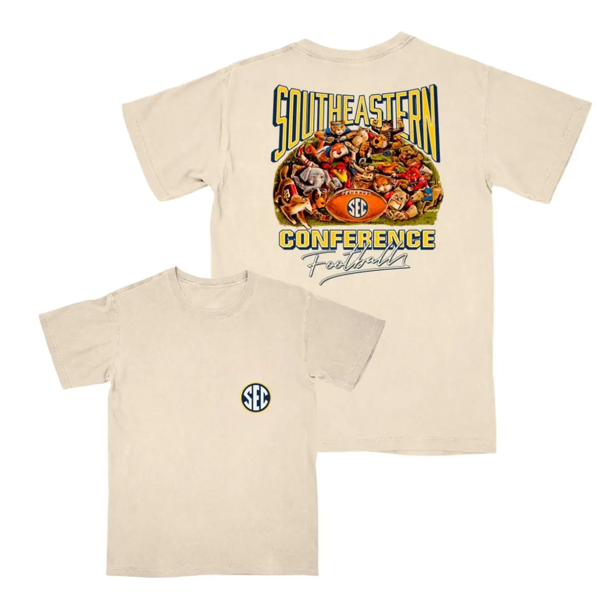Youth & Adult SEC Fall Mascots Tee, Southeastern Conference Football 2 sided T-shirt, Football Gameday Tee