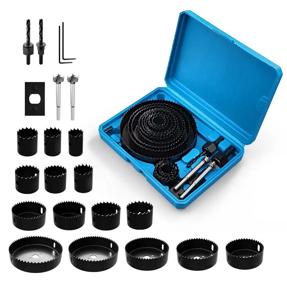 22pcs/set Hole Saw Cutting Set Kit Tools Drill Bits Set 19-127mm Wood Metal Alloys Circular Round with Case Drill Attachments