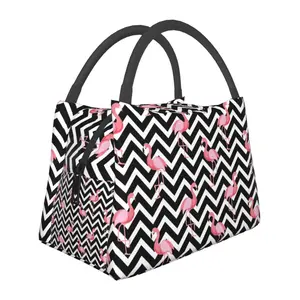 lunch box for women，lunch bag, reusable portable insulation bag, insulation bag,flamingo pattern, suitable for outdoor camping, work, school, fitness